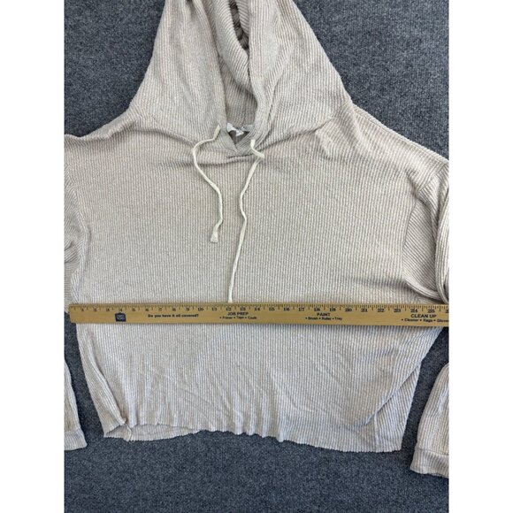 LBLC The Label Hoodie Women's Large Beige Ribbed Pullover Sweater - Picture 5 of 7